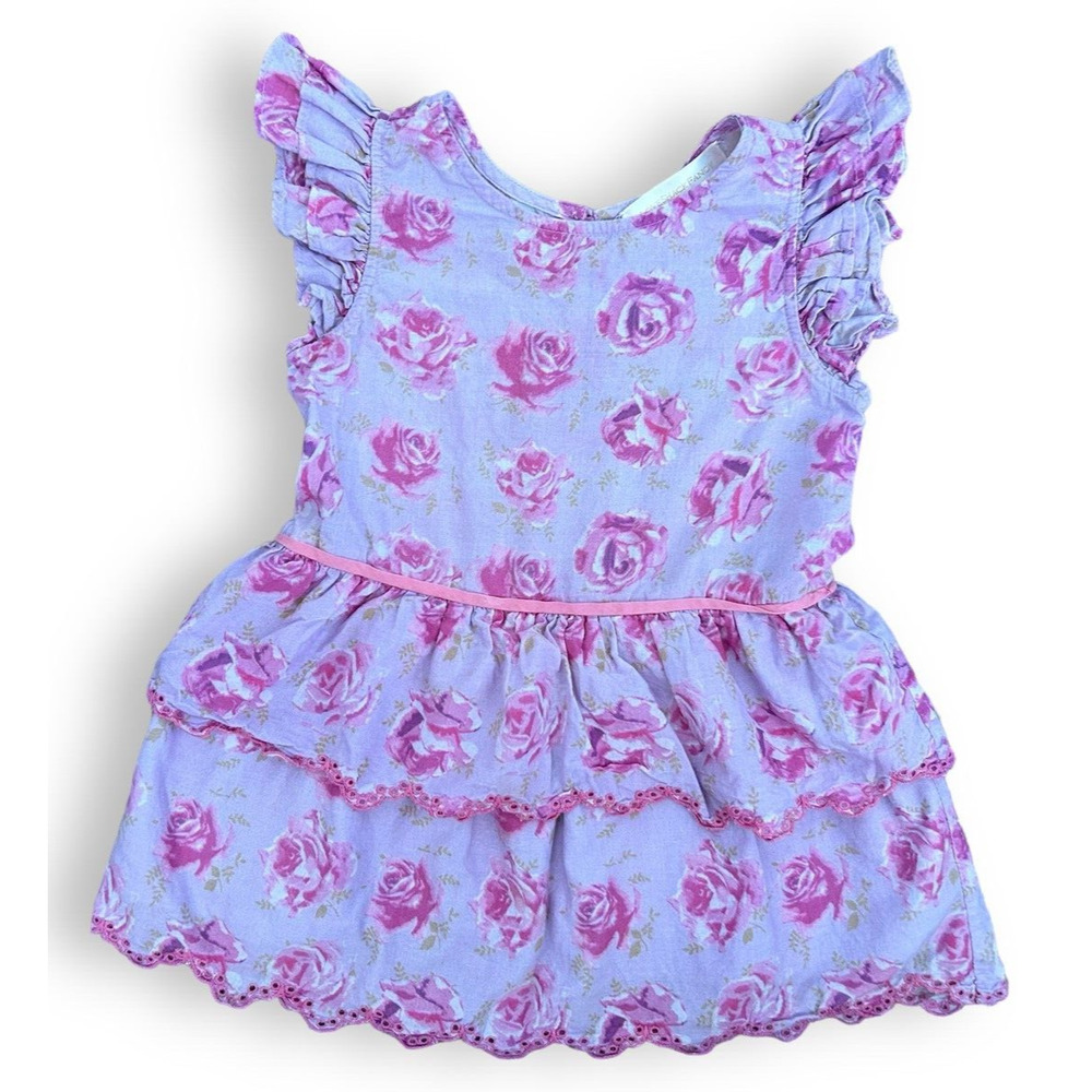 LoveShackFancy Kids Dress in Lavender and Pink Floral 18M-24M